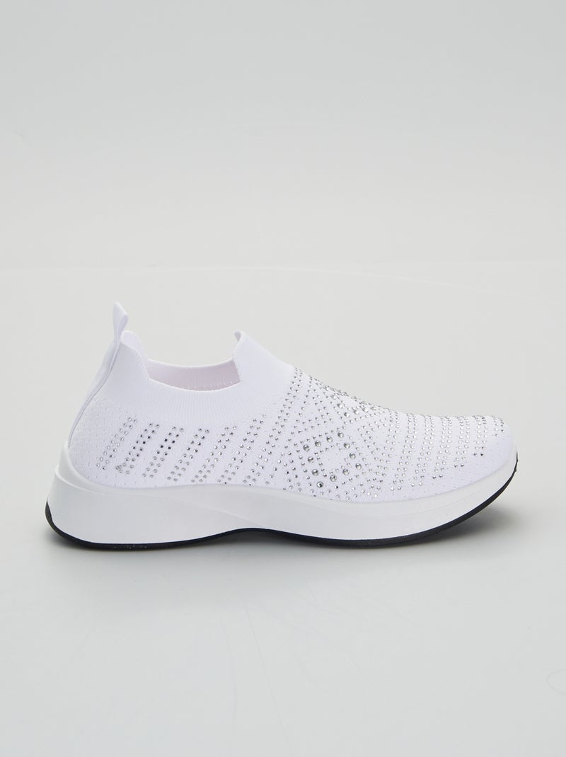Zapatillas tipo calcetines con strass blanco - Kiabi