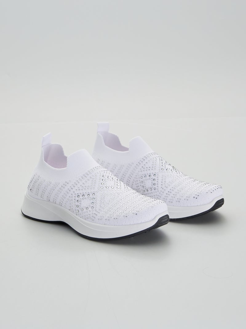 Zapatillas tipo calcetines con strass blanco Kiabi