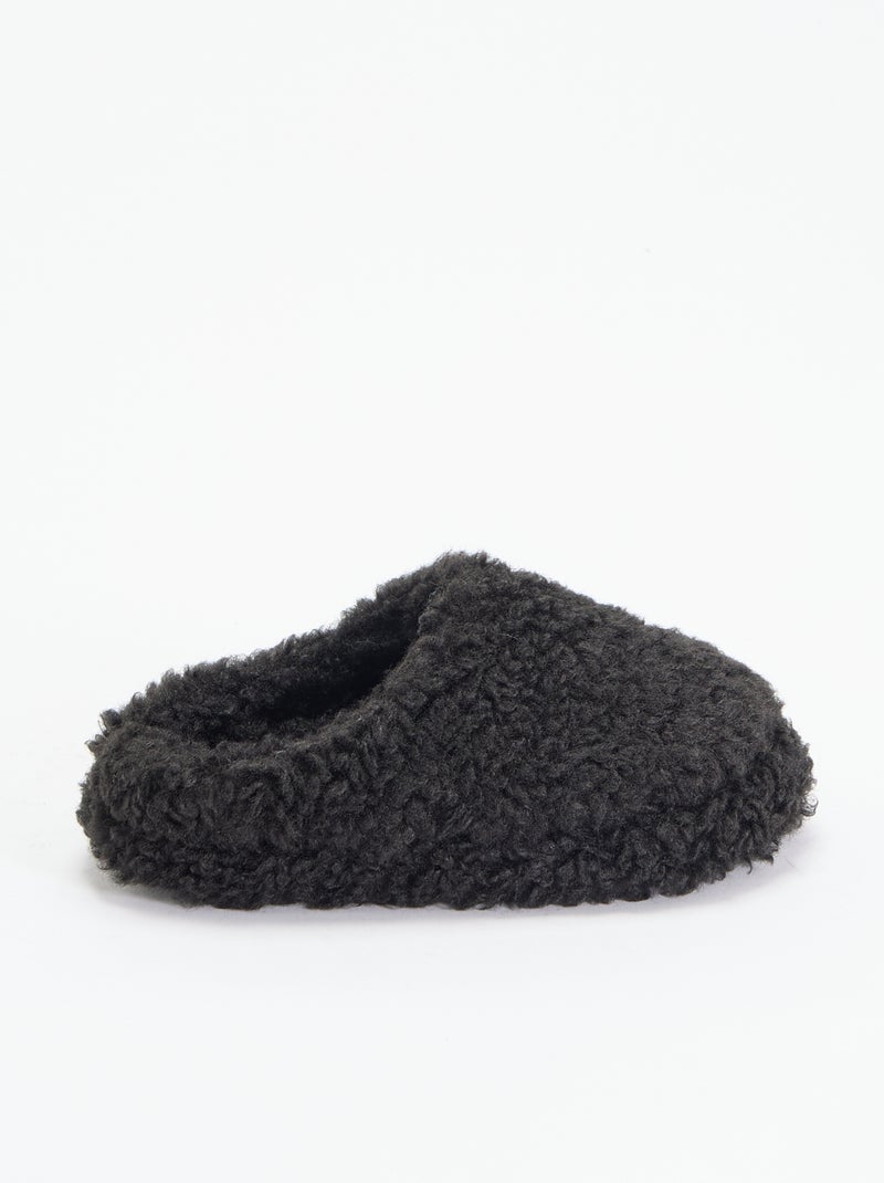 Zapatillas tipo mule con efecto borreguito Negro - Kiabi