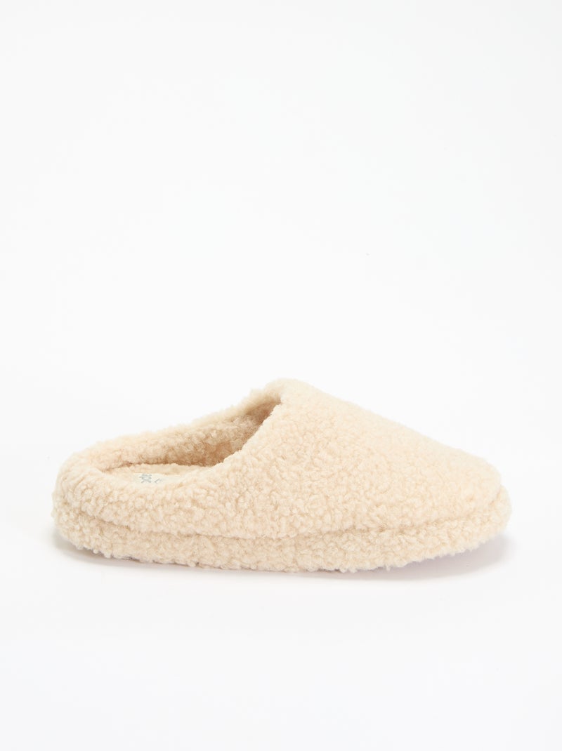Zapatillas tipo mule forradas de borrego Blanco - Kiabi