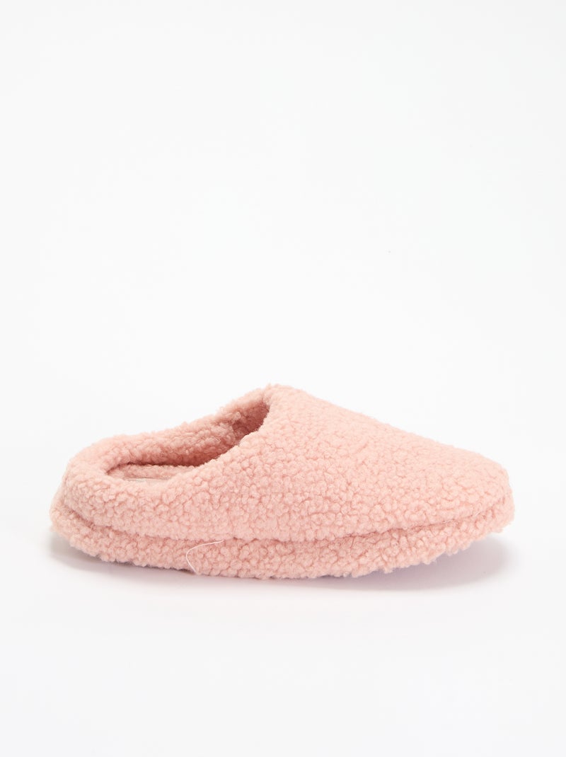 Zapatillas tipo mule forradas de borrego Rosa - Kiabi