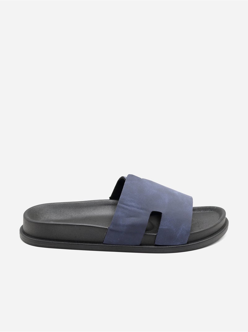 Zapatillas tipo mules con efecto ante Azul - Kiabi