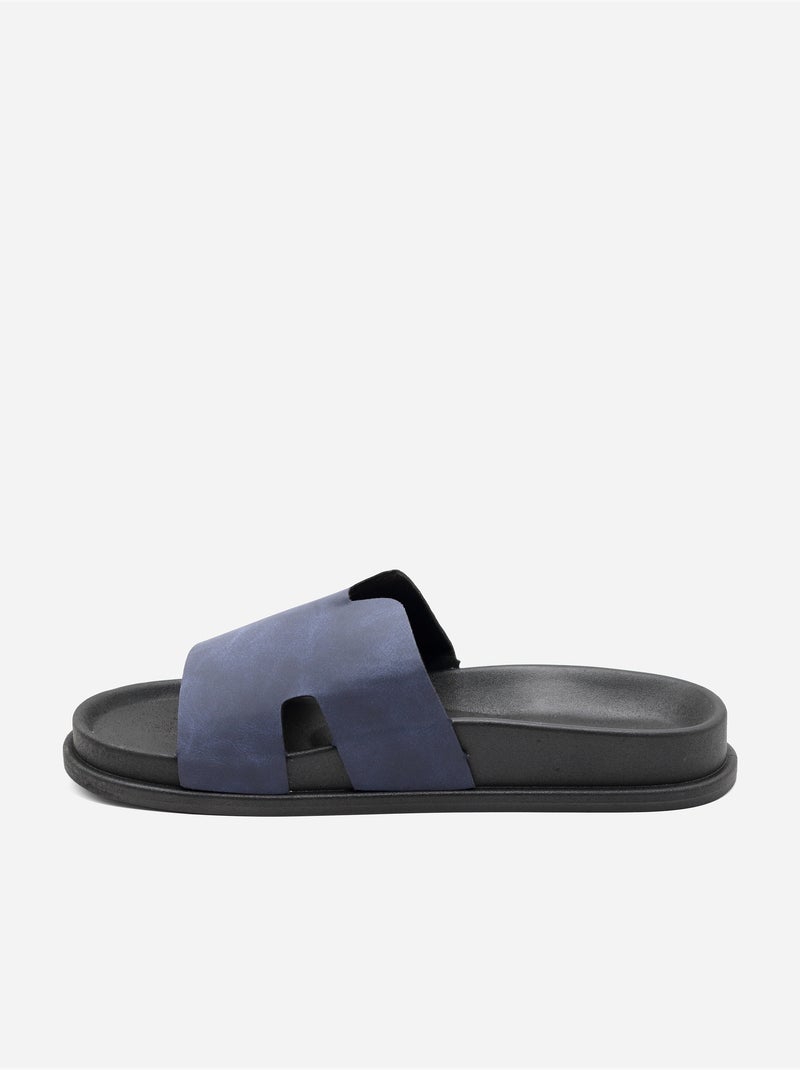 Zapatillas tipo mules con efecto ante Azul - Kiabi