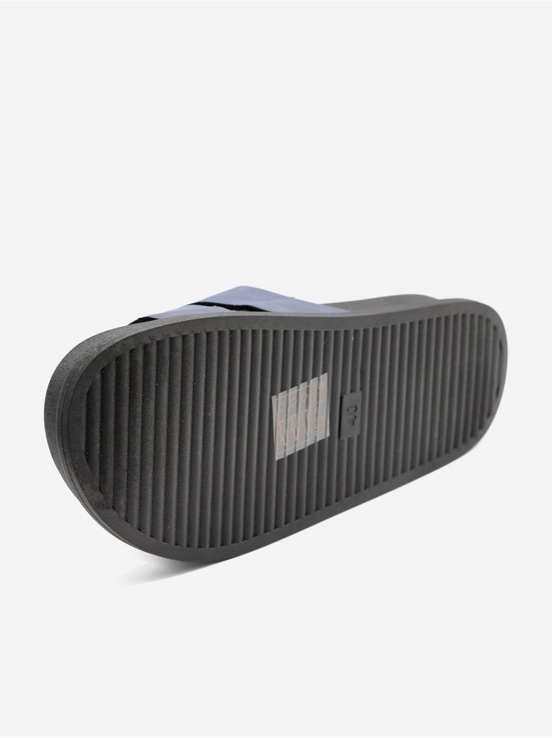 Zapatillas tipo mules con efecto ante Azul - Kiabi