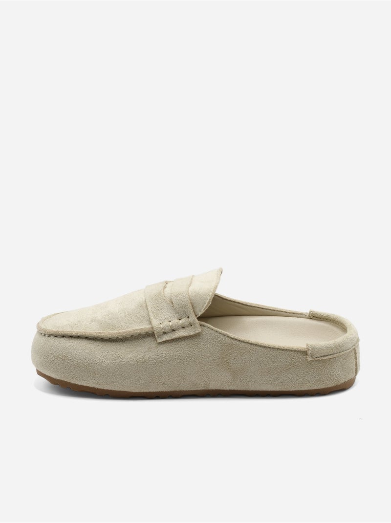 Zapatillas tipo mules con efecto ante Crema - Kiabi