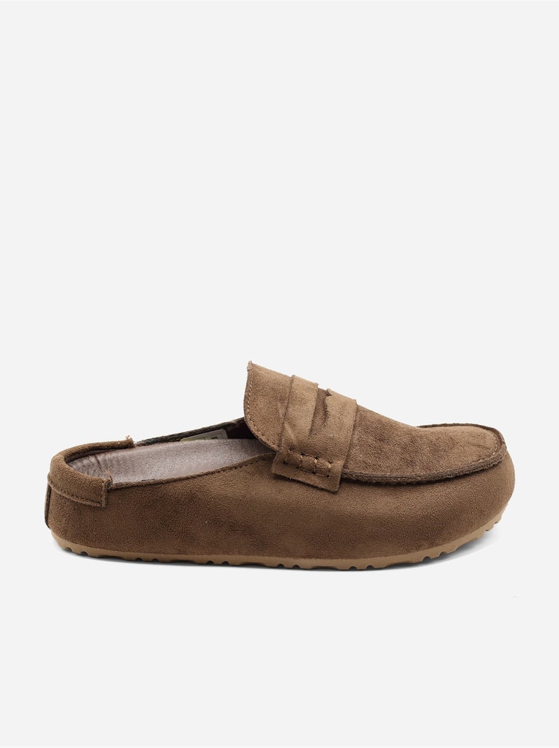 Zapatillas tipo mules con efecto ante Marrón - Kiabi