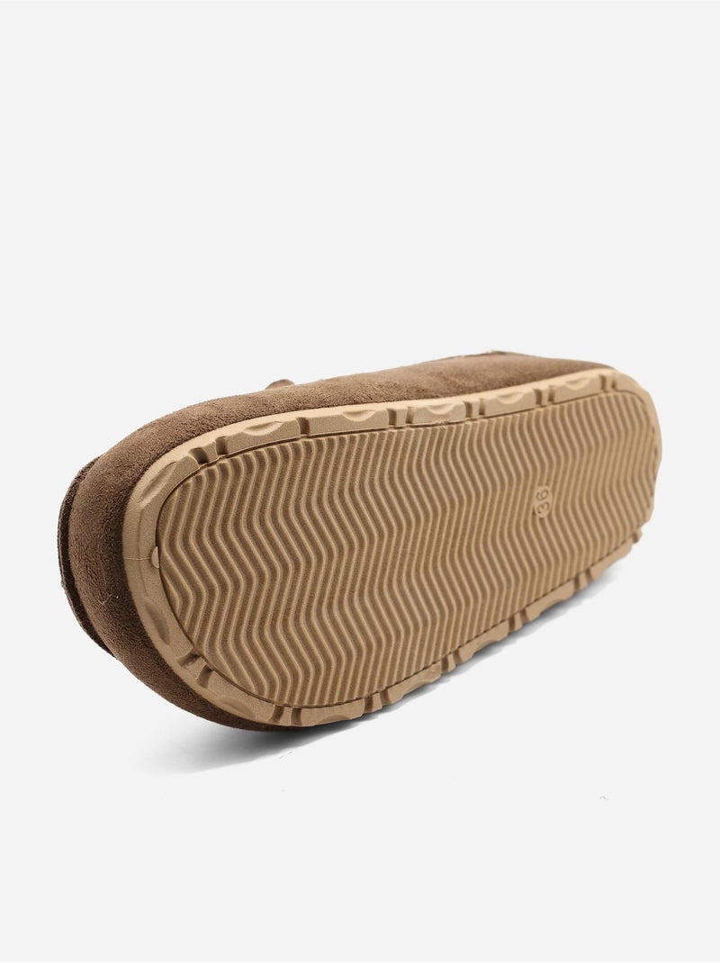 Zapatillas tipo mules con efecto ante Marrón - Kiabi