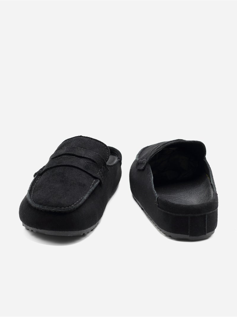 Zapatillas tipo mules con efecto ante Negro - Kiabi