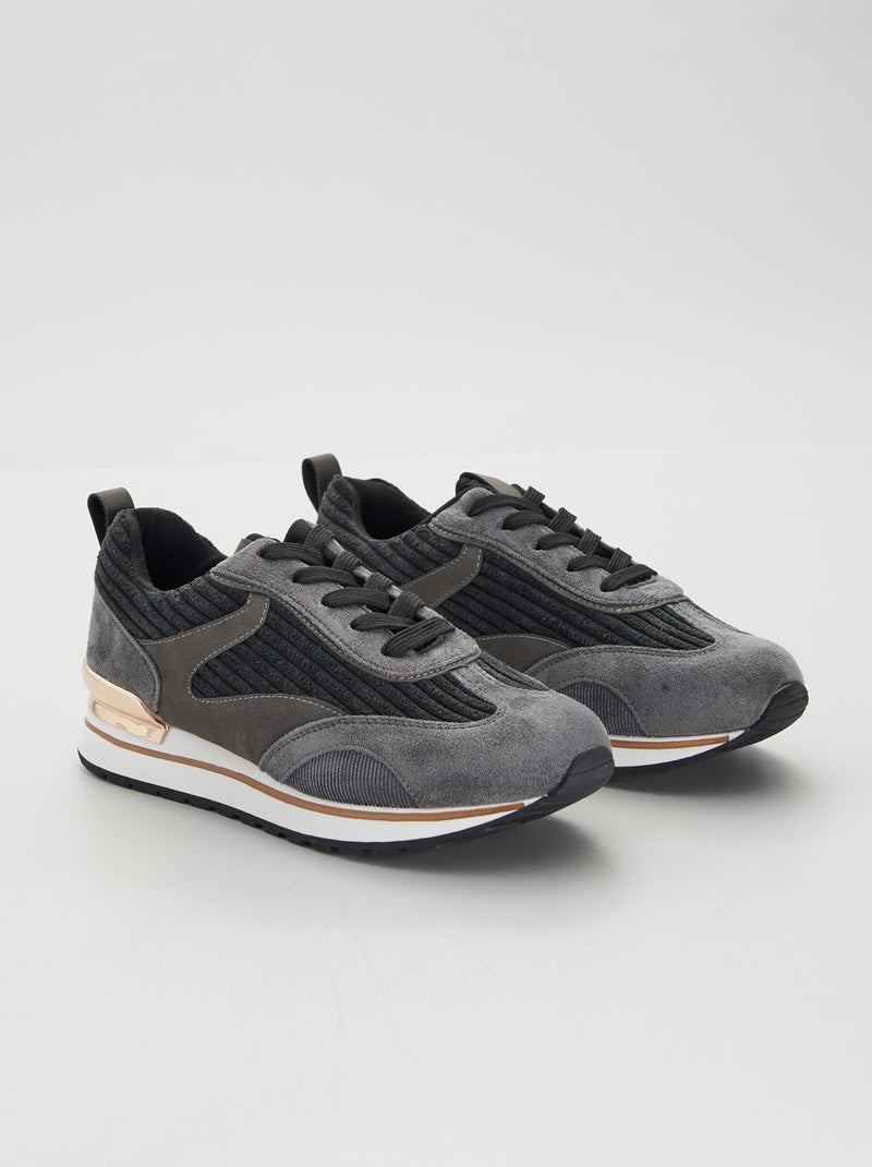Zapatillas urbanas en dos materiales negro - Kiabi