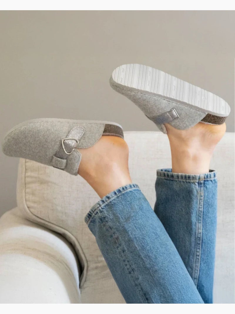 Zapatillas zuecos plantilla anatómica confort mujer Isotoner Gris jaspeado - Kiabi
