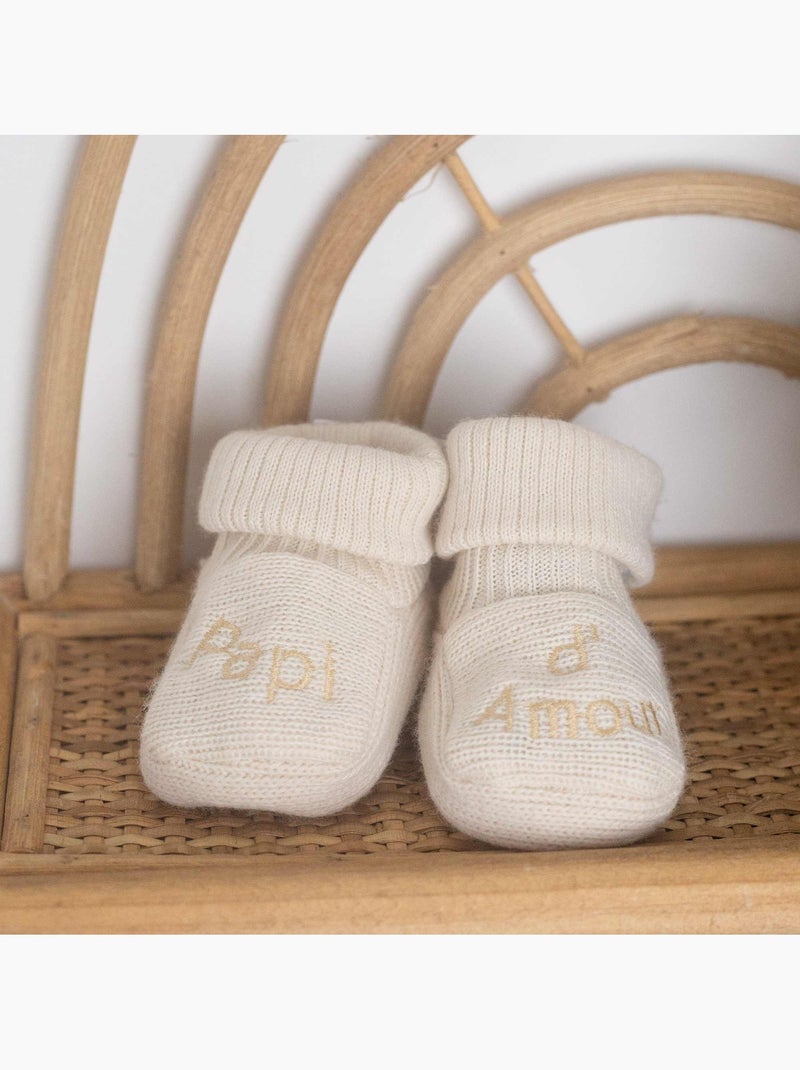Zapatitos de bebé con bordado yayo de amor Beige - Kiabi