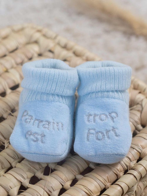 zapatitos para bebé bordados el padrino es genial - Kiabi