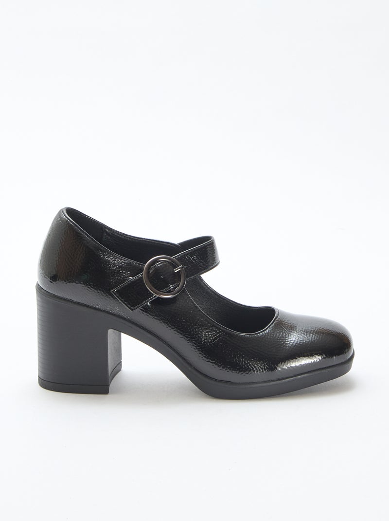 Zapato de salón en charol con tacón Negro - Kiabi