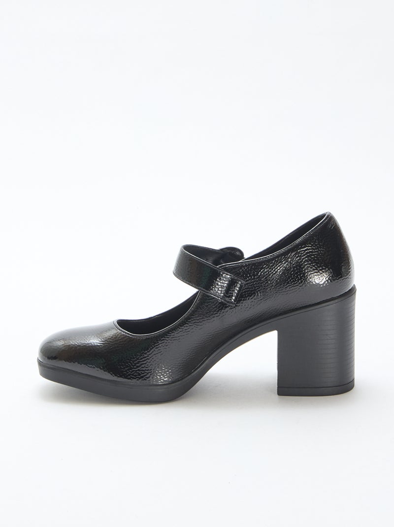 Zapato de salón en charol con tacón Negro - Kiabi