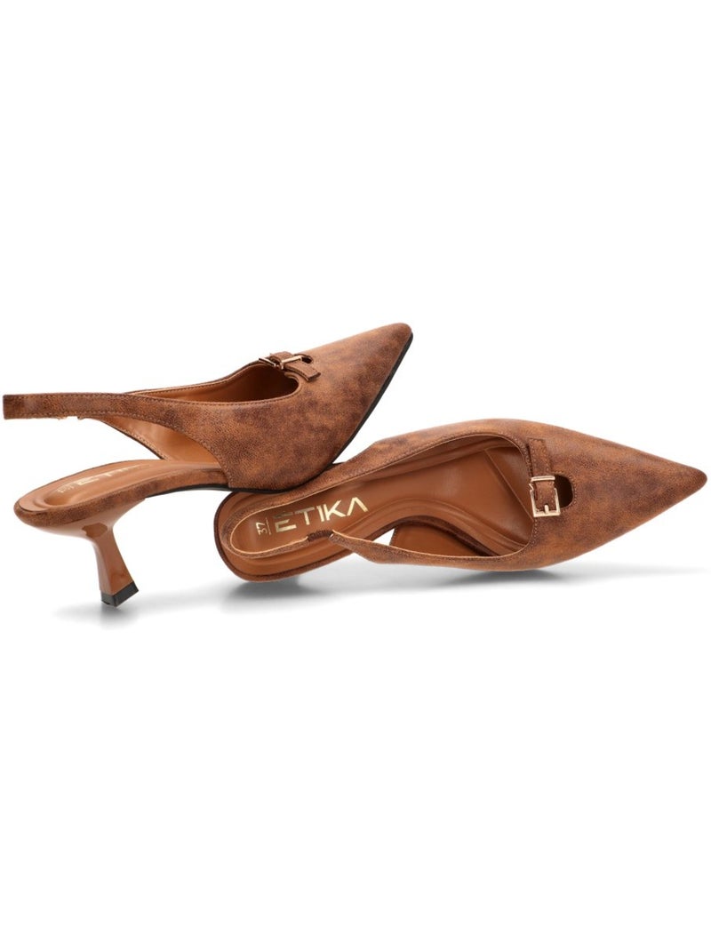 Zapato weekend mujer tacón medio - etika Camel - Kiabi
