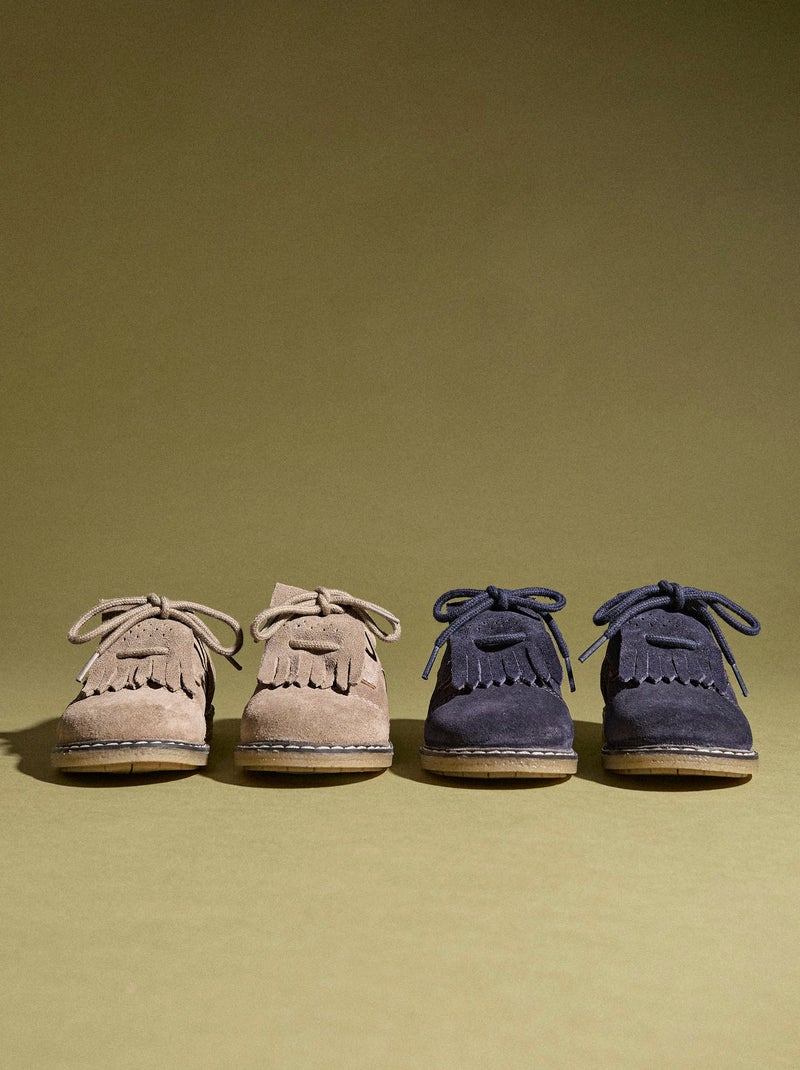 Zapatos de ante con flecos Azul oscuro - Kiabi