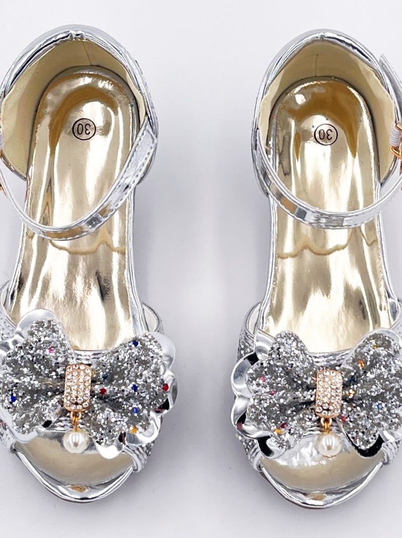 Zapatos de princesa con tacón brillantes para disfraz niña | Labay Plateado - Kiabi