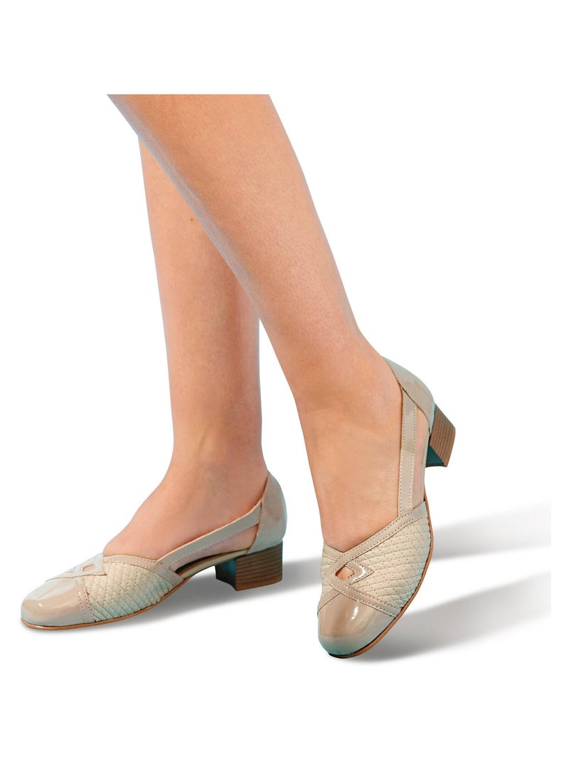 Zapatos de salón de piel cómodos para pies sensibles - Afibel Beige - Kiabi