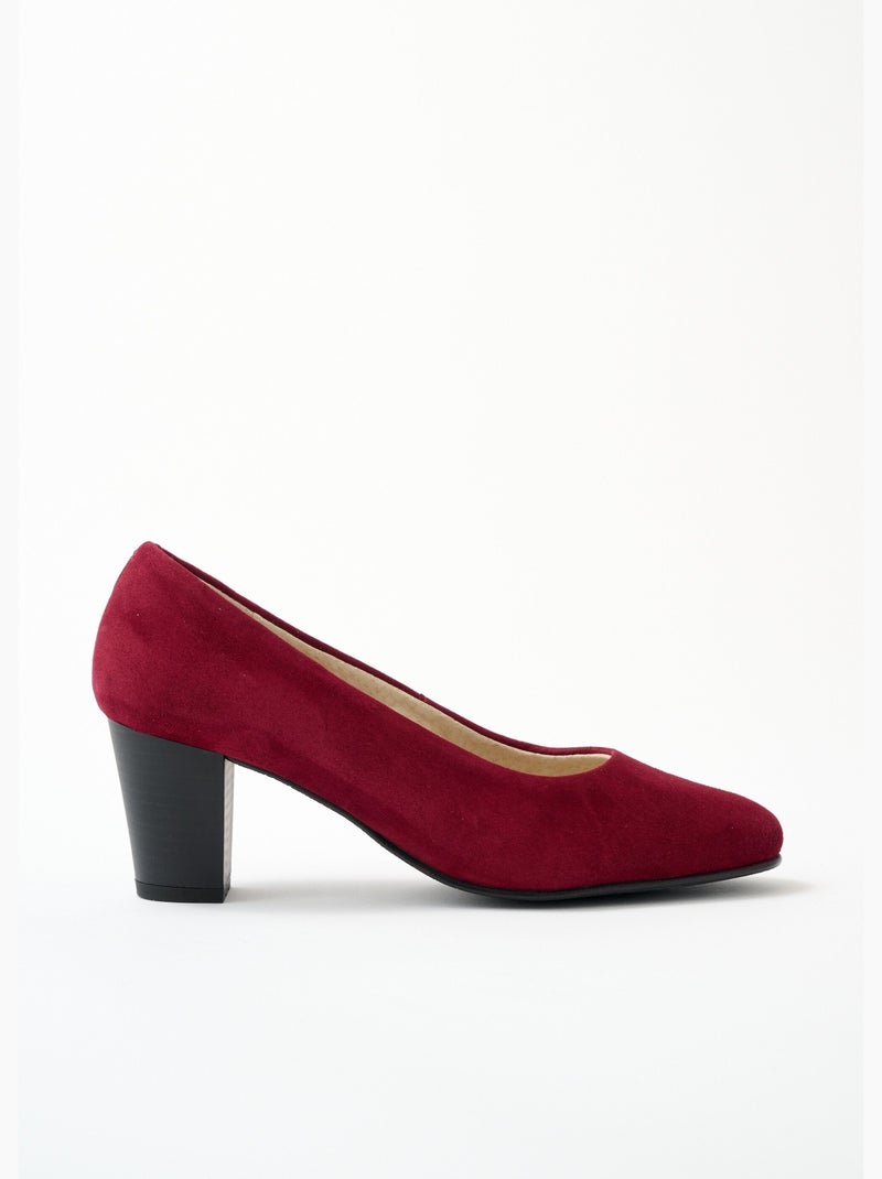 Zapatos de salón de piel con punta redonda y ancho cómodo. - Afibel Burdeos - Kiabi