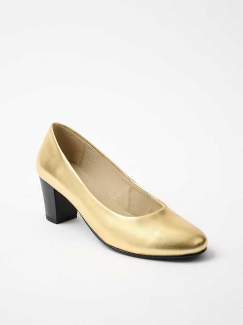 Zapatos de salón de piel con punta redonda y ancho cómodo. - Afibel - Kiabi