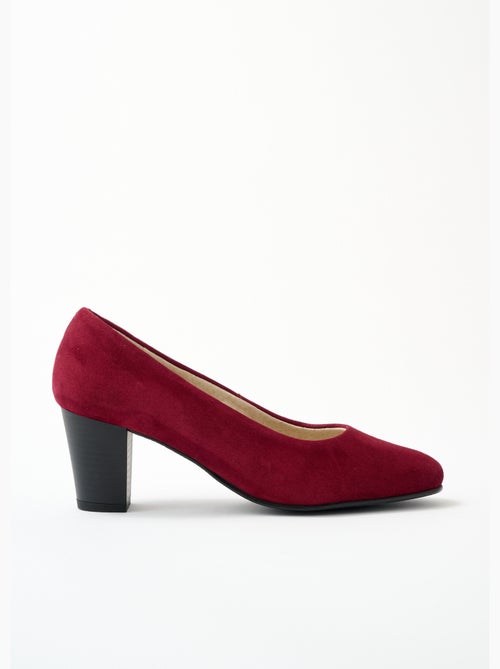 Zapatos de salón de piel con punta redonda y ancho cómodo. - Afibel - Kiabi