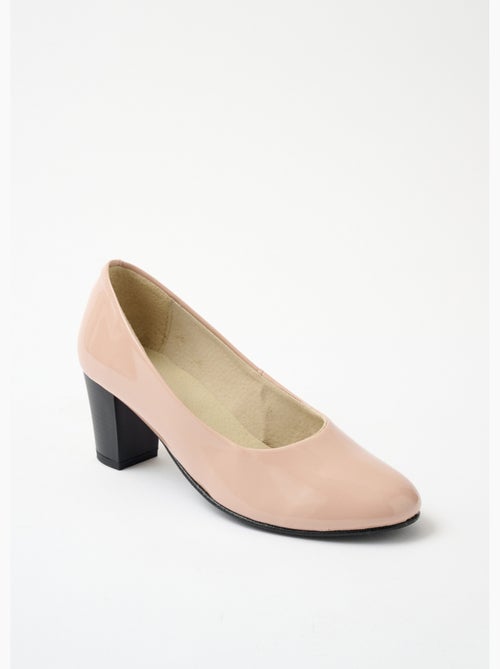 Zapatos de salón de piel con punta redonda y ancho cómodo. - Afibel - Kiabi