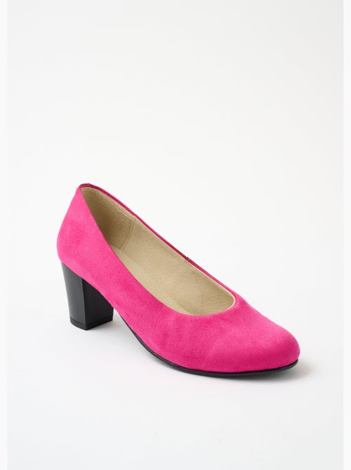 Zapatos de salón de piel con punta redonda y ancho cómodo. - Afibel - Kiabi