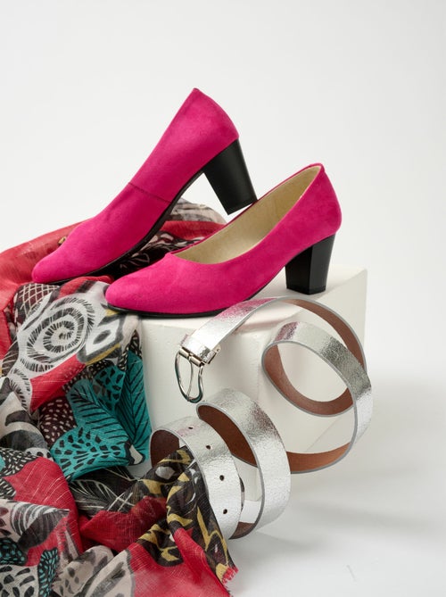 Zapatos de salón de piel con punta redonda y ancho cómodo. - Afibel - Kiabi