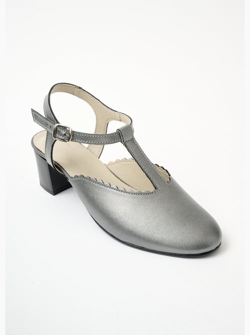 Zapatos de salón de piel con tacón cómodo. - Afibel - Kiabi