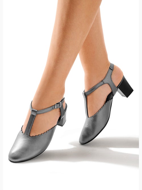 Zapatos de salón de piel con tacón cómodo. - Afibel - Kiabi