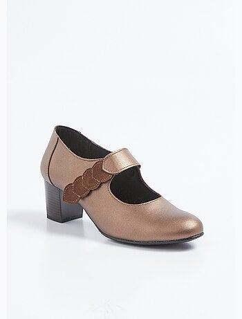 Zapatos de tacón de ancho cómodo con cierre de velcro en piel - Afibel