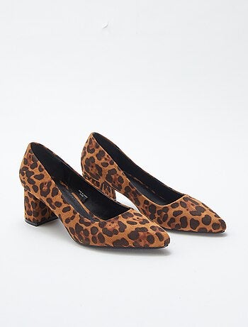 Zapatos de tacón cuadrado con estampado de leopardo