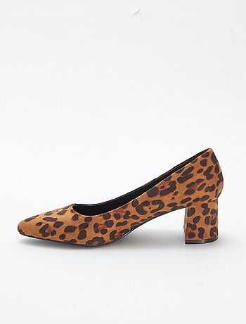 Zapatos de tacón cuadrado con estampado de leopardo