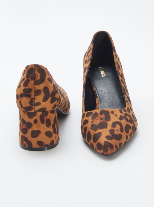Zapatos de tacón cuadrado con estampado de leopardo - Kiabi