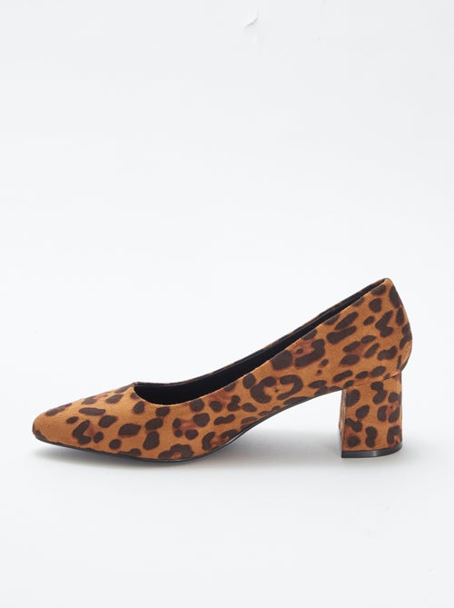 Zapatos de tacón cuadrado con estampado de leopardo - Kiabi