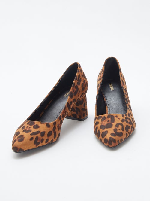 Zapatos de tacón cuadrado con estampado de leopardo - Kiabi