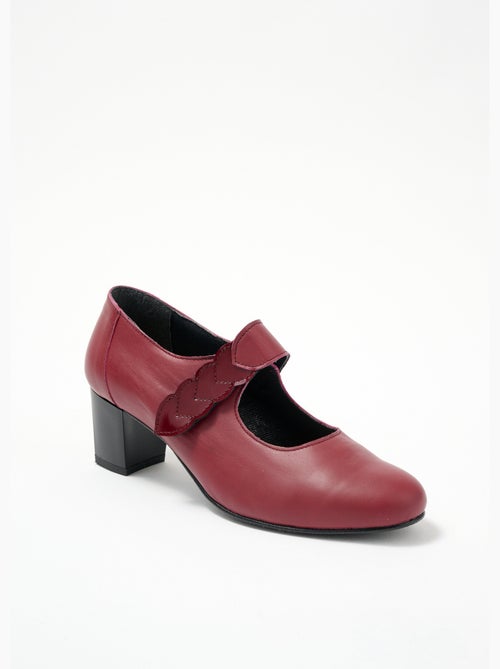 Zapatos de tacón de ancho cómodo con cierre de velcro en piel - Afibel - Kiabi