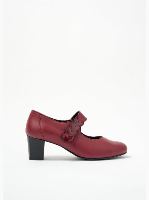 Zapatos de tacón de ancho cómodo con cierre de velcro en piel - Afibel - Kiabi