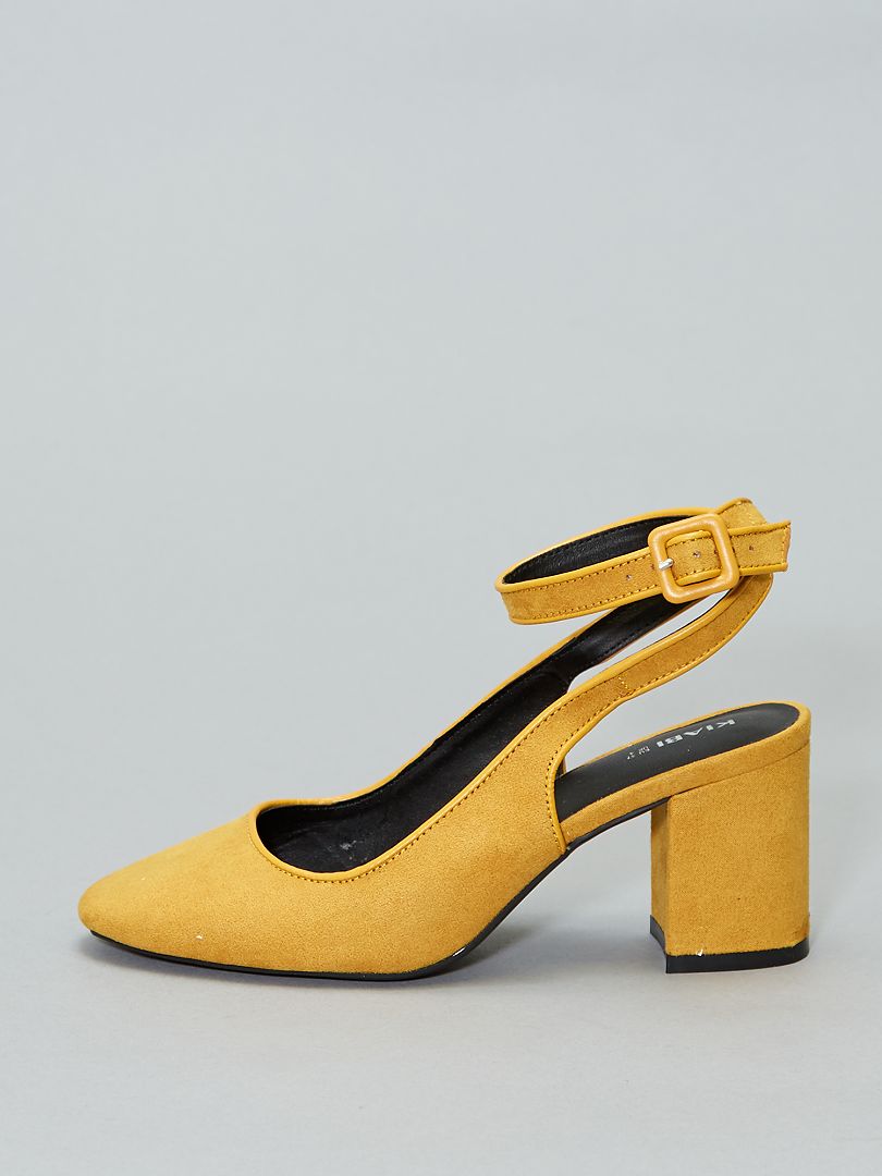 Zapatos de tacón de antelina amarillo - Kiabi