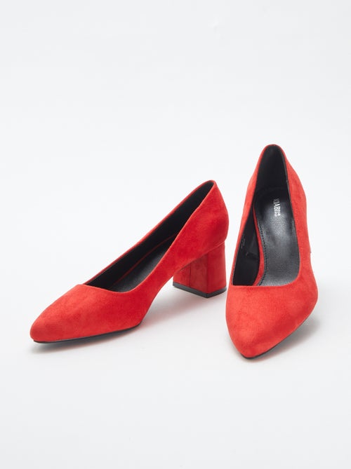 Zapatos de tacón de antelina con tacón cuadrado - Kiabi