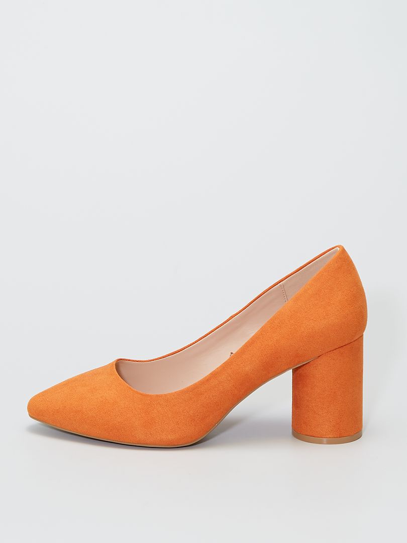 Zapatos de tacón de antelina naranja - Kiabi