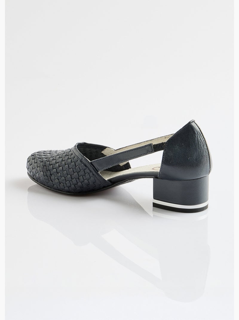 Zapatos de tacón de piel Azul marino - Kiabi