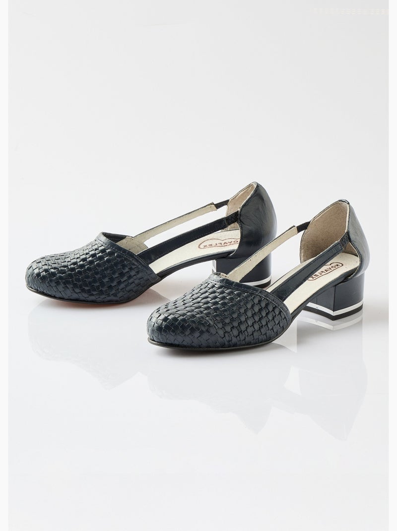 Zapatos de tacón de piel Azul marino - Kiabi