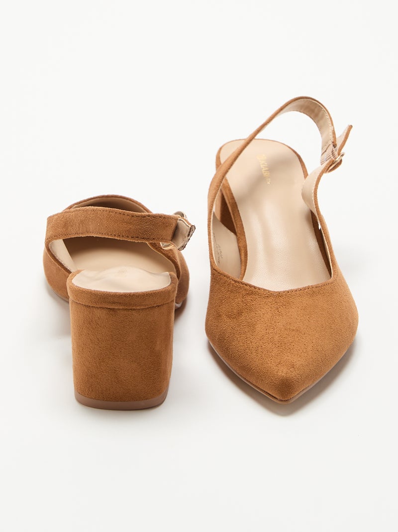 Zapatos de tacón de punta fina con tacón cuadrado Marron - Kiabi
