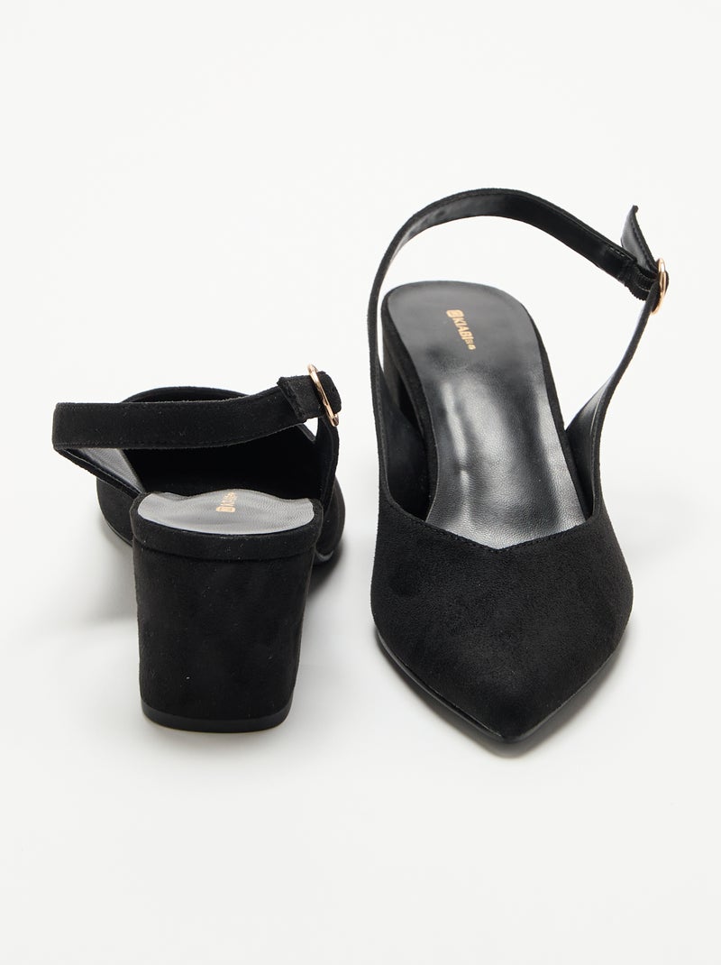 Zapatos de tacón de punta fina con tacón cuadrado Negro - Kiabi