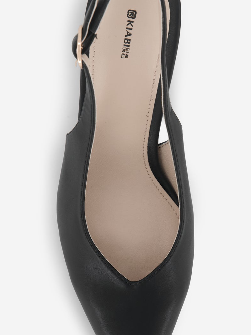 Zapatos de tacón de punta fina de polipiel Negro - Kiabi