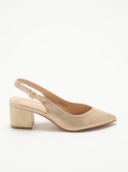 Zapatos de tacón de punta fina en símil dorado - Kiabi Zapatos de tacón de punta fina en símil dorado - Kiabi