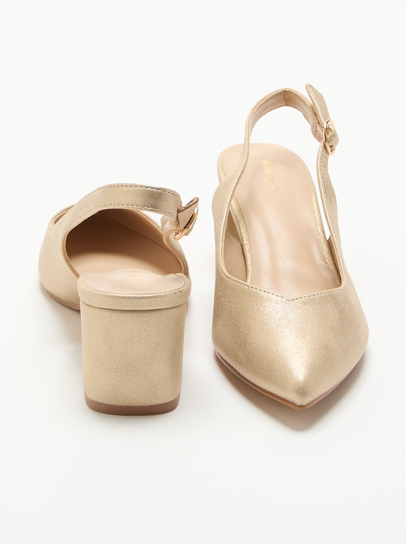 Zapatos de tacón de punta fina en símil dorado Amarillo - Kiabi