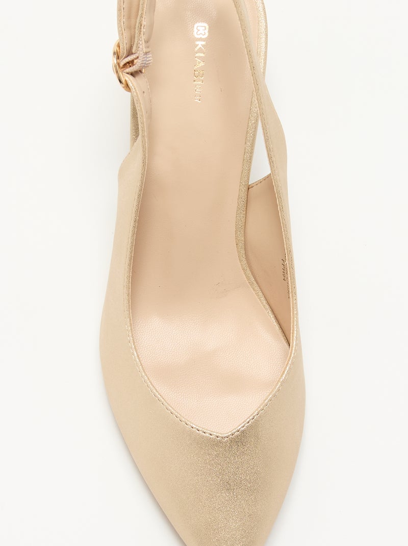 Zapatos de tacón de punta fina en símil dorado Amarillo - Kiabi
