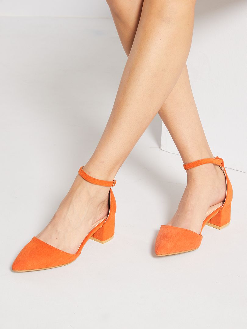 Zapatos de tacón semiabiertos de - naranja - 18.00€
